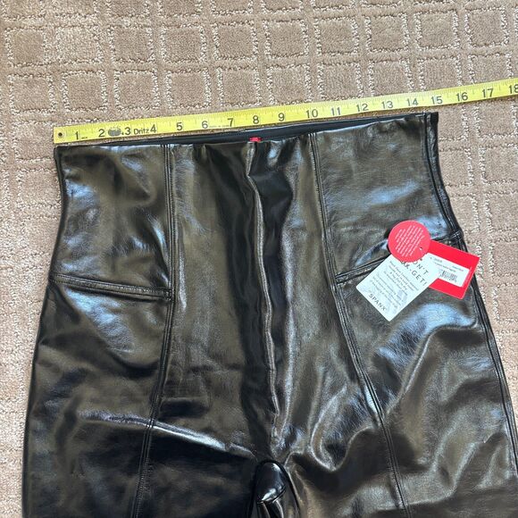 Spanx Faux Patent Leather Leggings Womens XL Black High Waisted Sexy Cosplay NWT - Picture 8 of 12
